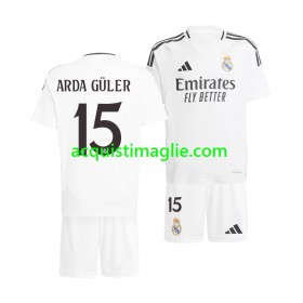 Divisa di Calcio Real Madrid Arda Guler 15 Bambino Prima 2024/2025